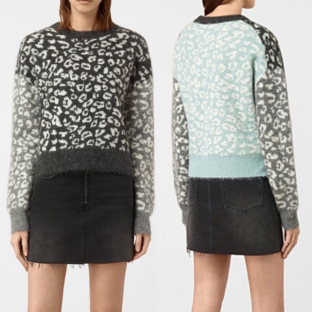 All Saints -  Leya Leopard (M) crew neck sweater